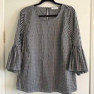 Calvin Klein Bell Sleeve Gingham Top